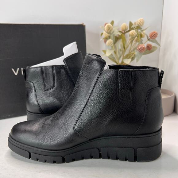 Vionic Uptown Sur Leather Wedge Boot Black J0718L1001 Women 12 Wide NWB Comfort - Picture 6 of 11